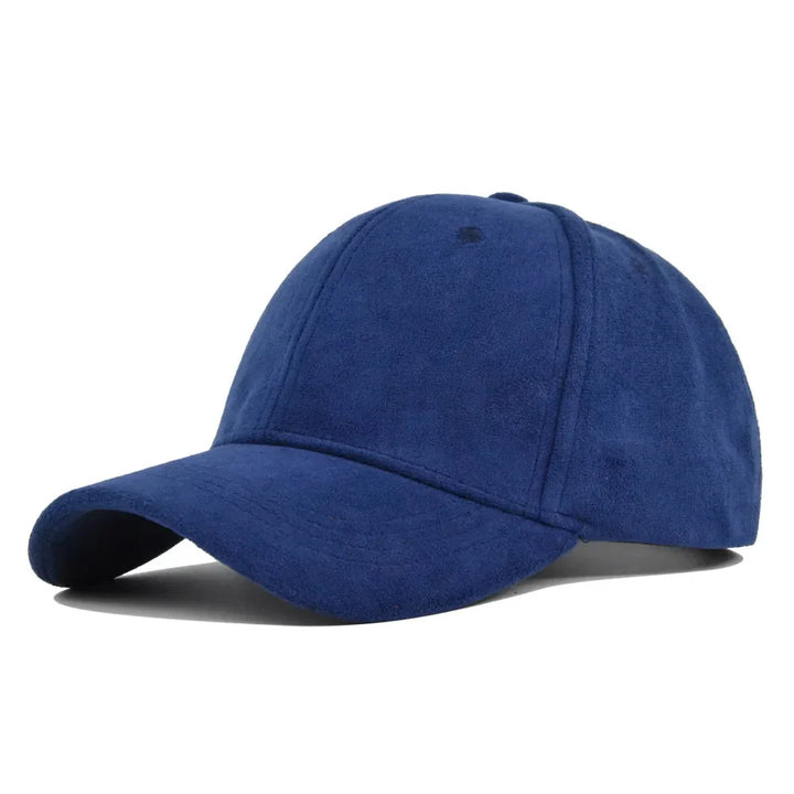 Suède-achtige baseballpet, unisex, verstelbare gespsluiting, perfect voor casual gebruik.