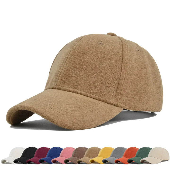 Retro baseballpet met suède uitstraling, unisex, verstelbare pasvorm, voor elke dag.