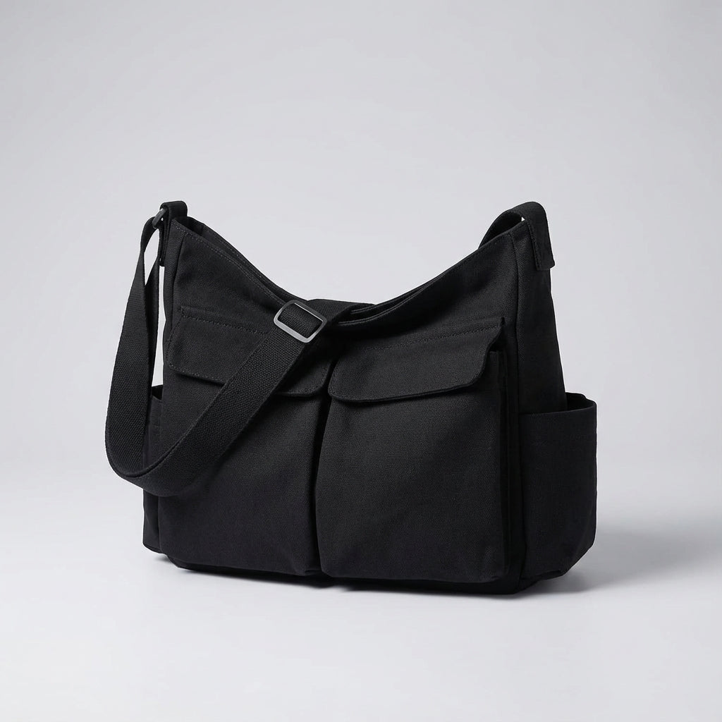Comfortabele unisex canvas crossbody tas; ideaal voor actieve reizen en georganiseerd leven.