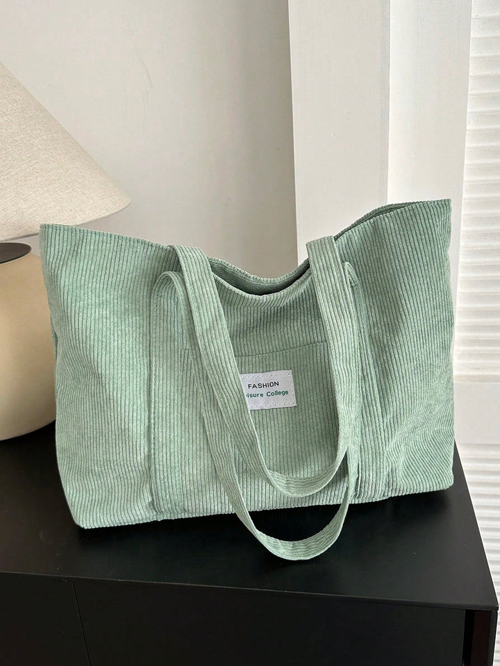 Corduroy studententas, groot formaat en trendy design, geschikt voor mannen en vrouwen.