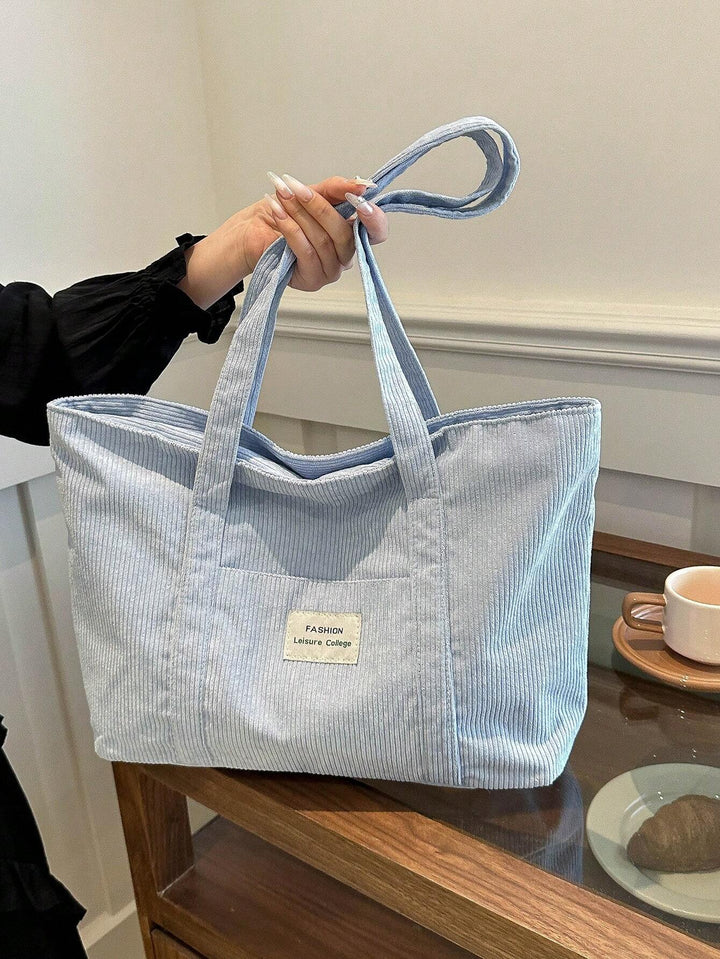 Ruime unisex corduroy totebag, veelzijdig voor dagelijks gebruik, school of werk.