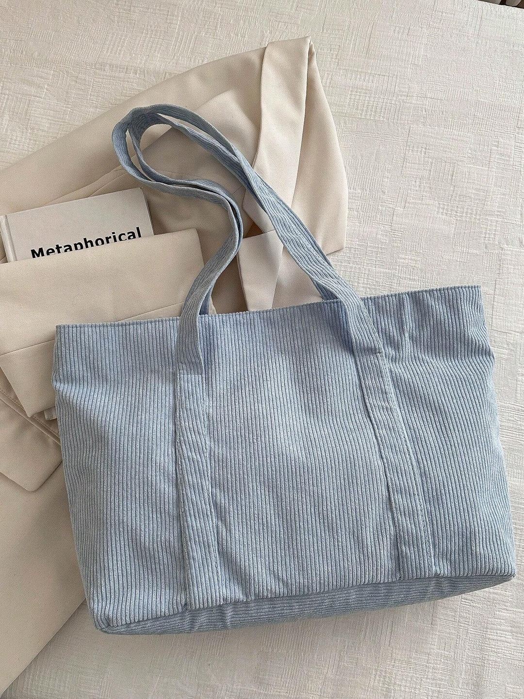 Zachte corduroy tote bag, ruim en praktisch, ideaal voor studenten en professionals.