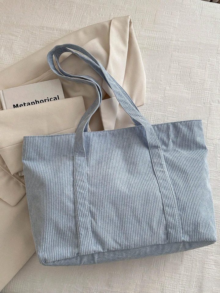 Zachte corduroy tote bag, ruim en praktisch, ideaal voor studenten en professionals.