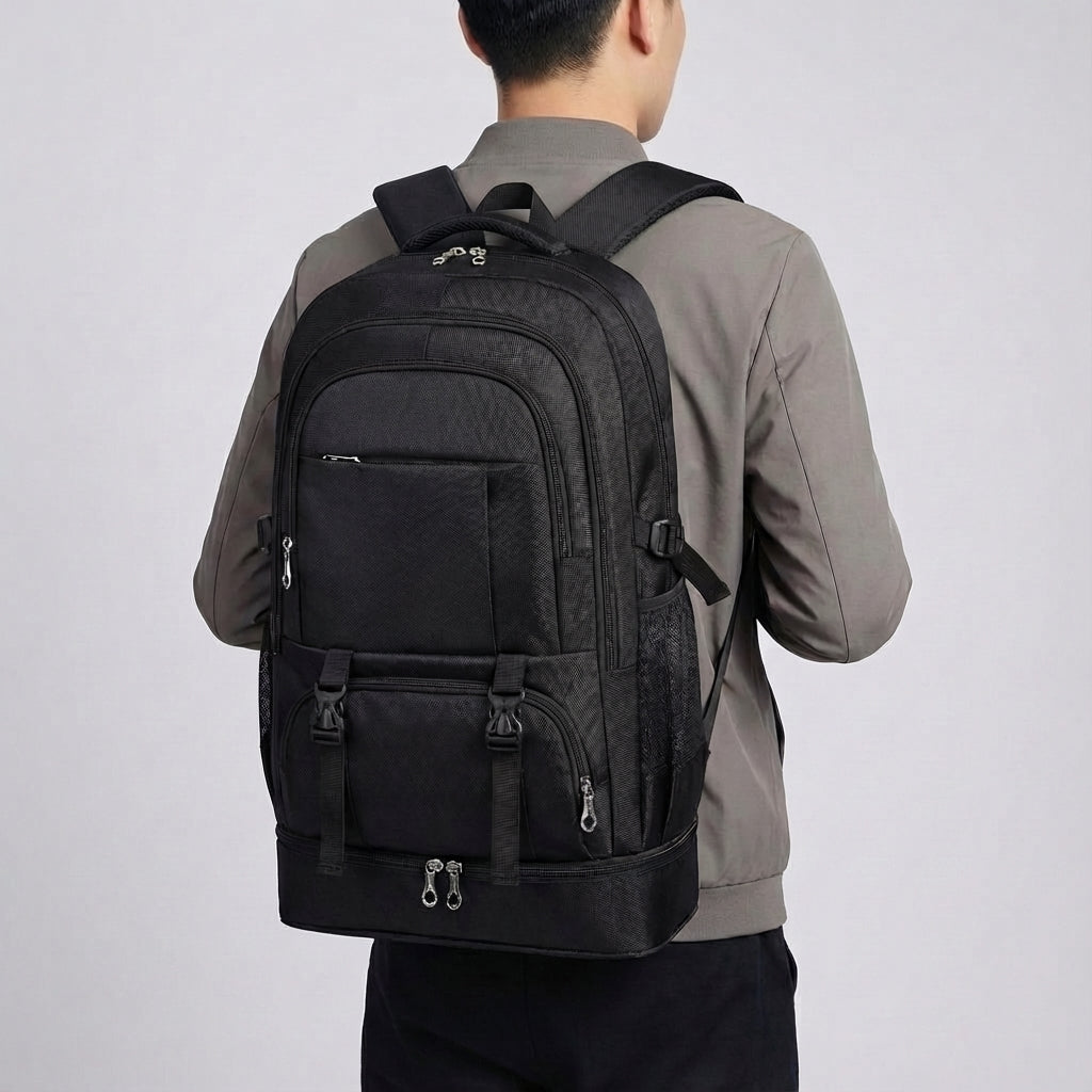 Veelzijdige Expedion rugzak; uitbreidbaar design voor extra bagage tijdens reizen of dagtochten.
