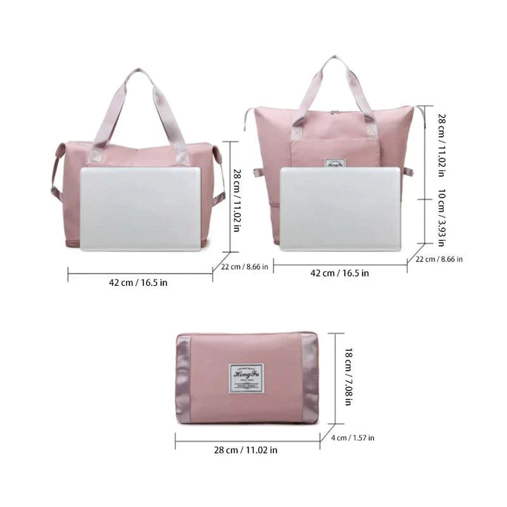 Handige unisex FlexiCarry travelbag, opvouwbaar, waterdicht en makkelijk op te bergen.
