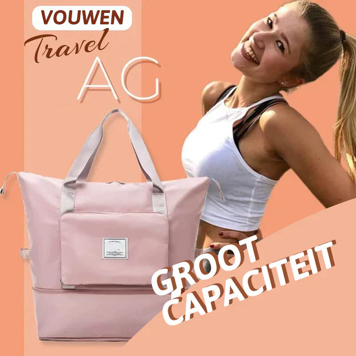 Stijlvolle FlexiCarry weekendtas, unisex design, lichtgewicht en compact op te bergen.