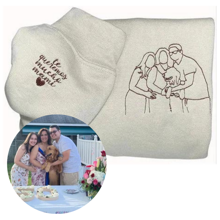 Unisex T-shirt of hoodie met uniek foto borduurwerk, jouw persoonlijke cadeau voor elke gelegenheid.