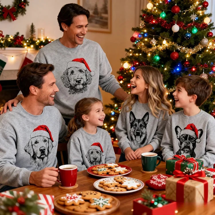 Unisex gepersonaliseerde kersttrui met foto van huisdier. Perfect cadeau voor dierenliefhebbers.