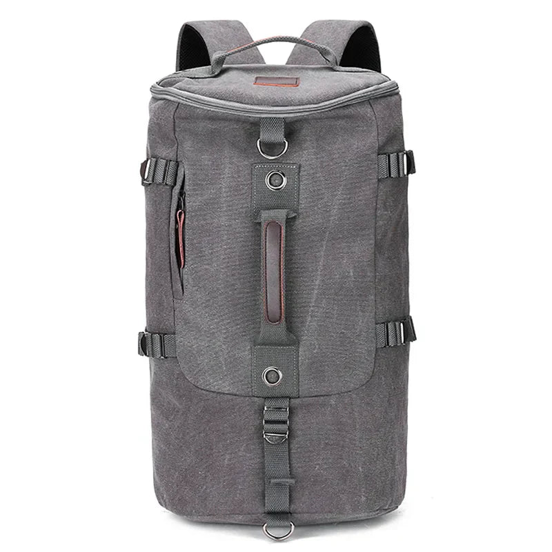 Grote groene canvas rugzak voor mannen en vrouwen. Ideale reisrugzak met veel bagageruimte voor reizen en outdoor.