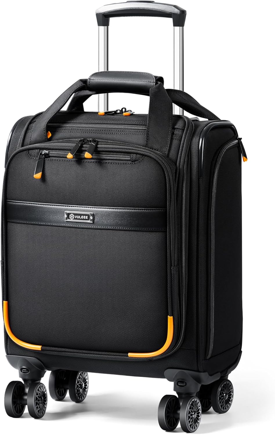 Unisex handbagage trolley met spinnerwielen en laptopvak, ideaal voor compact reizen.