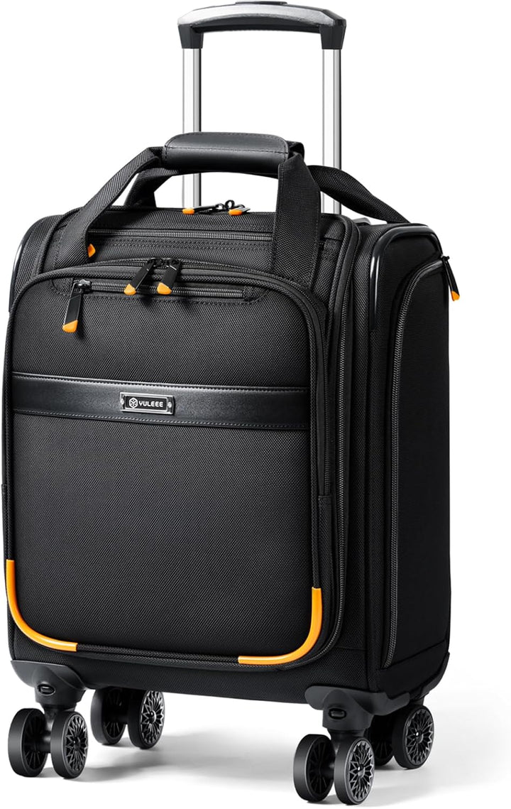 Unisex handbagage trolley met spinnerwielen en laptopvak, ideaal voor compact reizen.