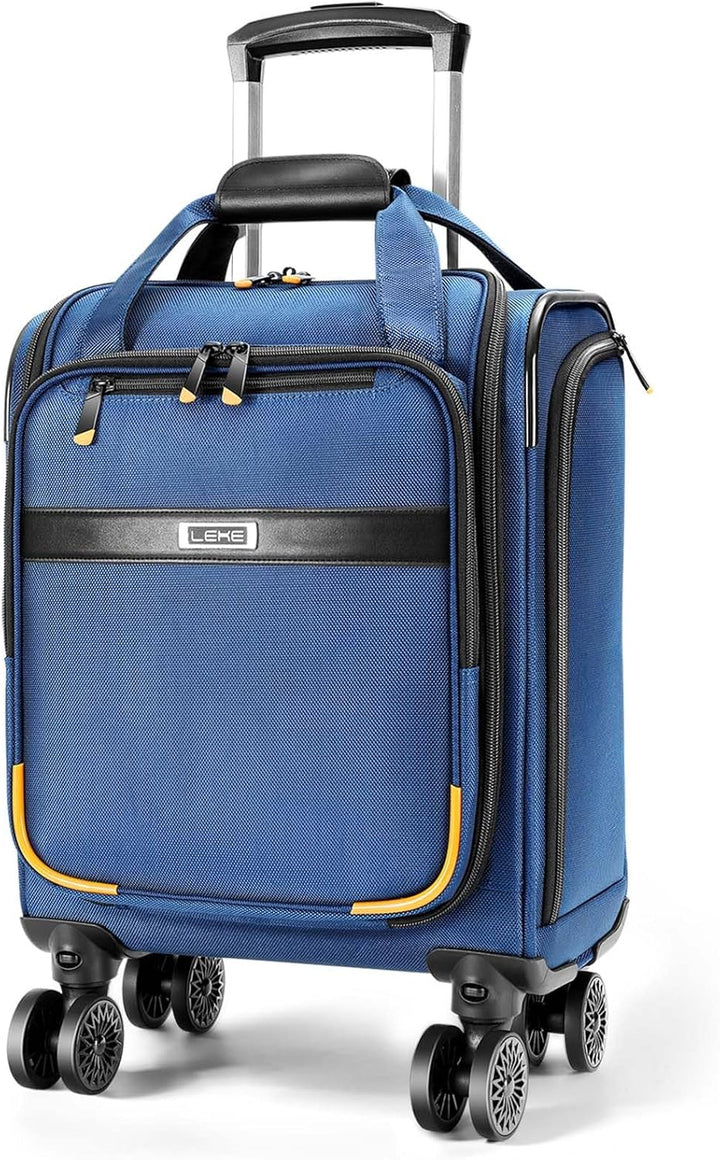 Compacte onderstoel handbagage trolley, perfect als reistas met laptopvak en soepele spinnerwielen.