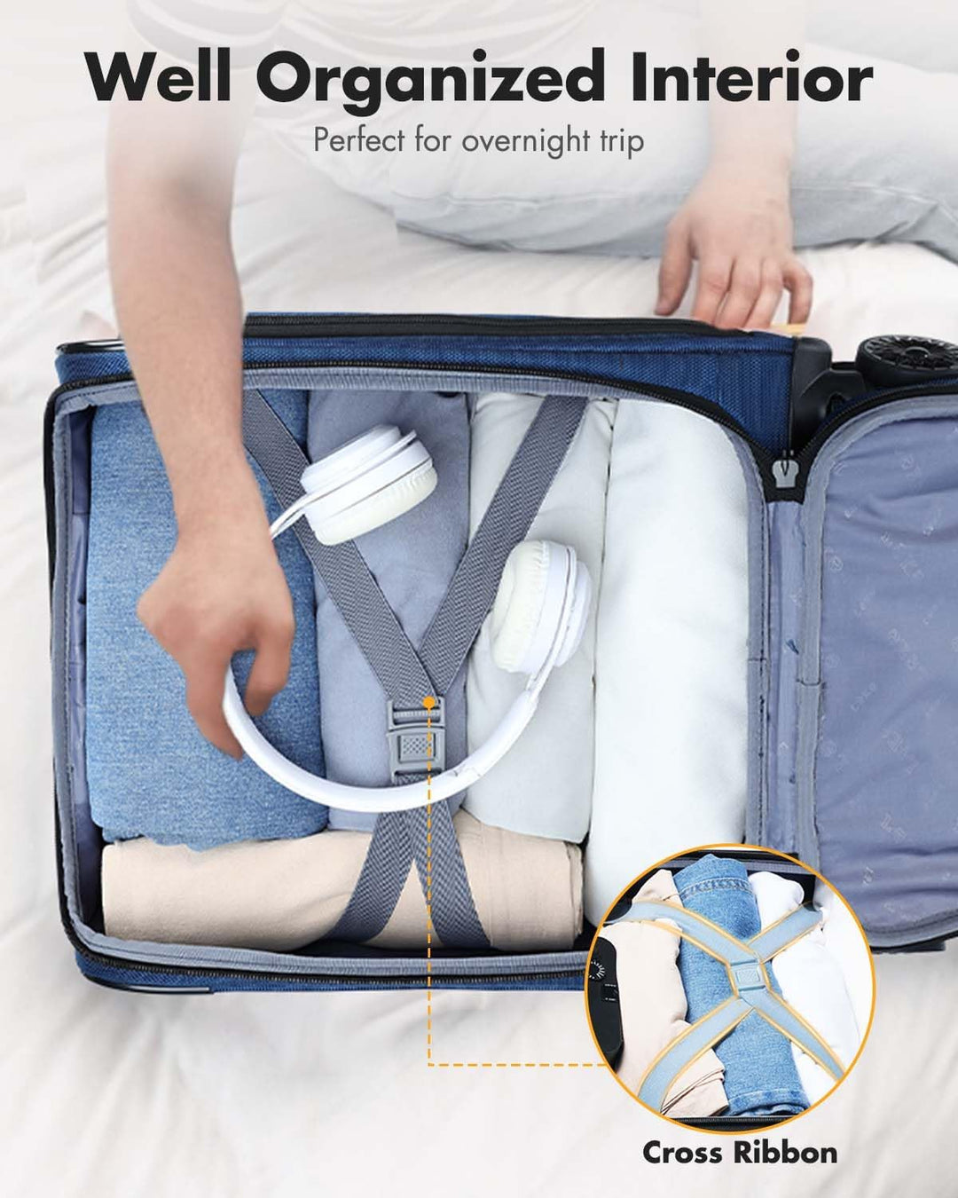 Organiseer je spullen in deze compacte handbagage reistas met apart laptopvak en wendbare spinnerwielen.