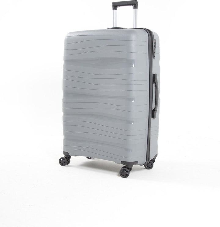 Detail van de stevige ritssluiting en het TSA-slot van de Oslo reiskoffer. Veilige en betrouwbare unisex bagage.