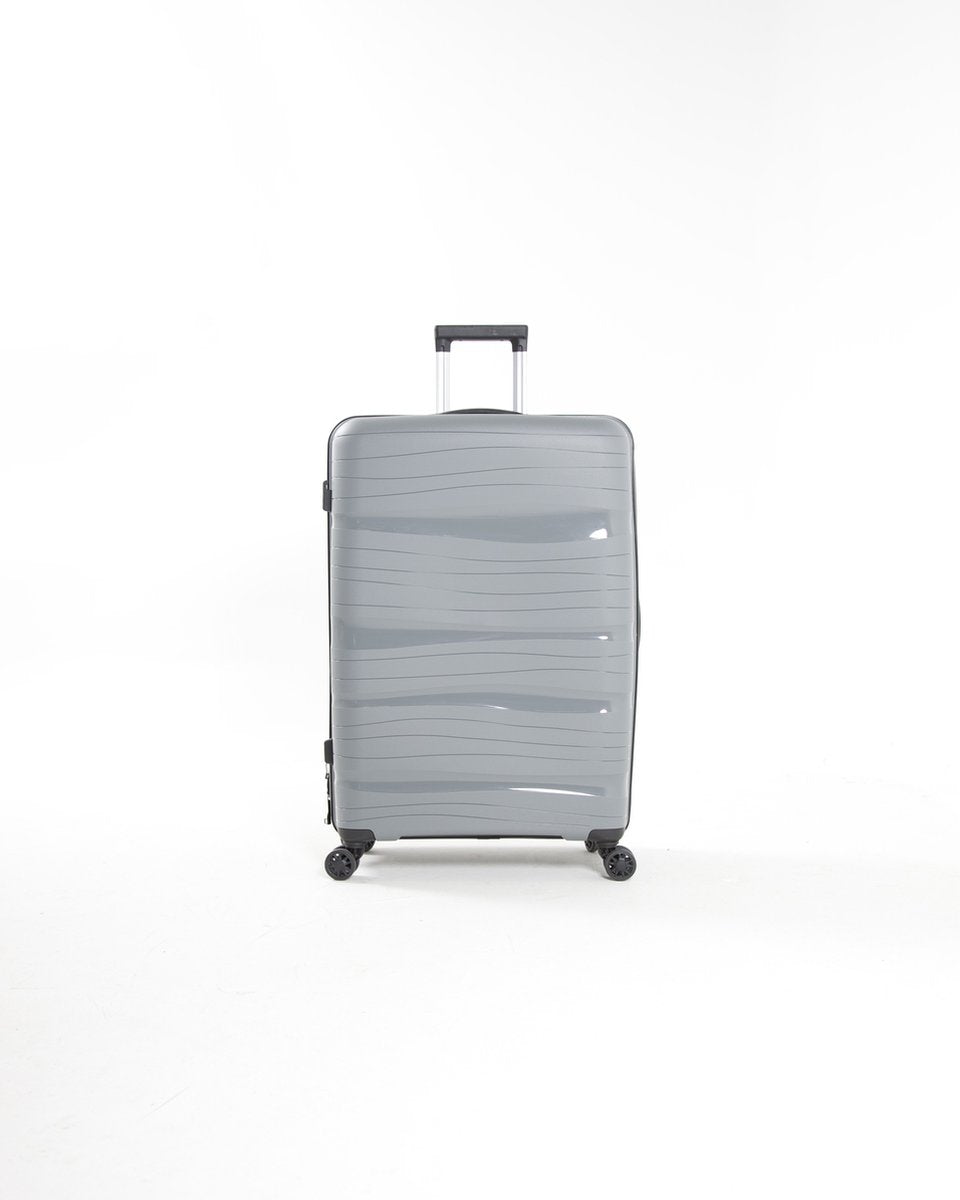 Zijaanzicht van de Oslo reiskoffer. Harde koffer, unisex model met TSA-slot, lichtgewicht voor elke reis.