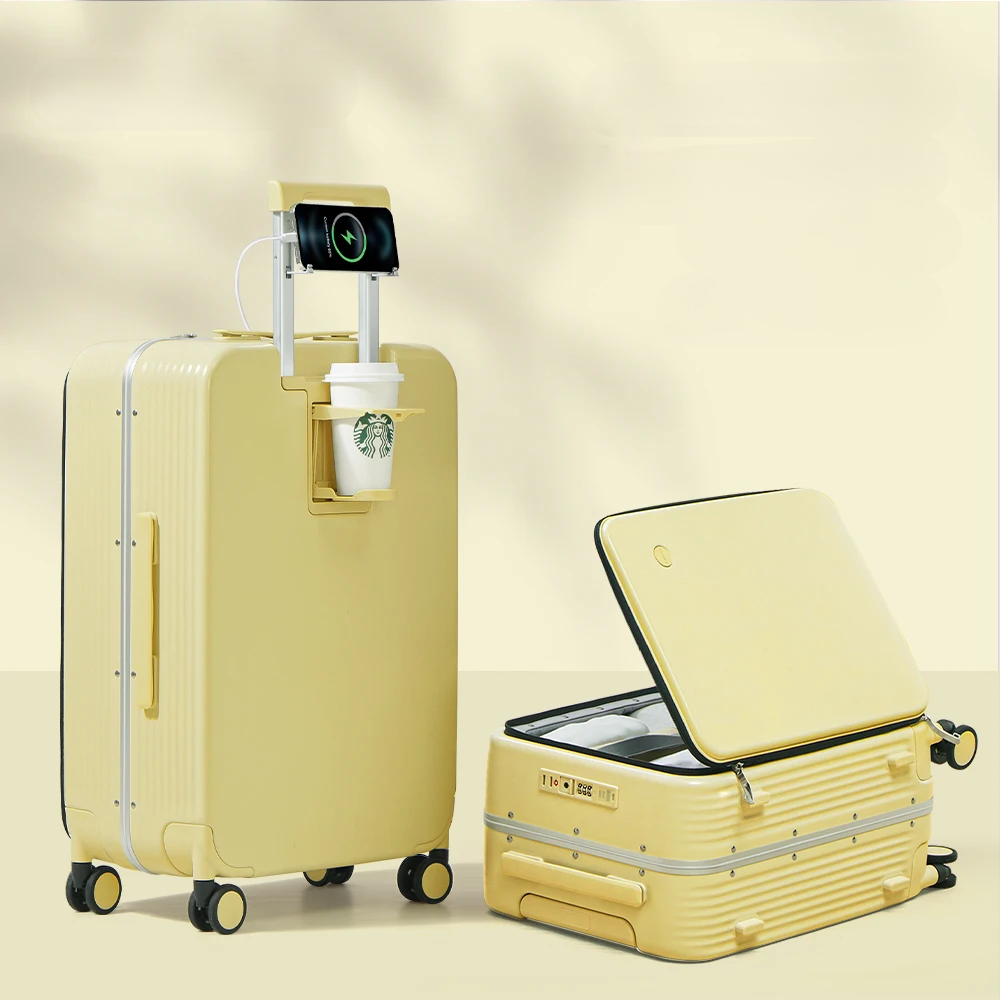 Turin harde koffer, unisex, met aluminium frame, USB-poort, TSA-slot en soepele spinnerwielen voor zorgeloze reis.