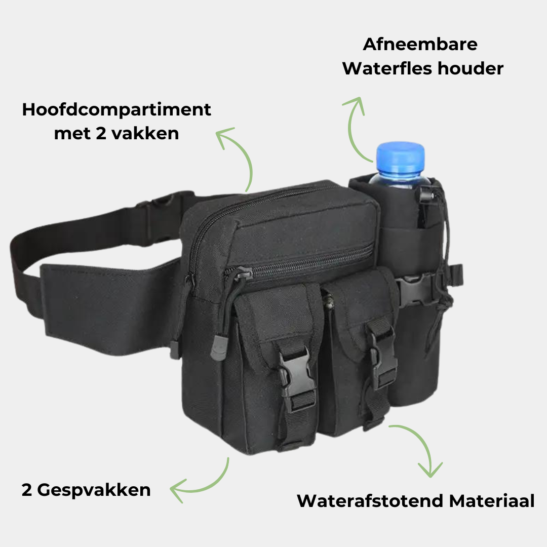 Veelzijdige heuptas, compact en comfortabel, geschikt voor alle fiets- en wandeltochten.