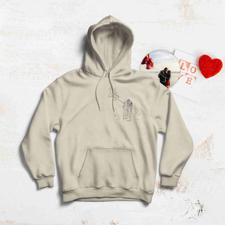 Stijlvolle en comfortabele unisex sweater met custom fotoborduurwerk, unieke gepersonaliseerde kleding.