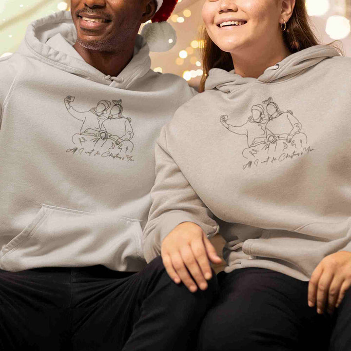 Jouw favoriete foto geborduurd op een custom unisex hoodie, unieke en persoonlijke trui.