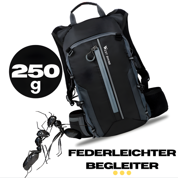 Vooraanzicht van de HydroRide multifunctionele unisex hydratatierugzak.