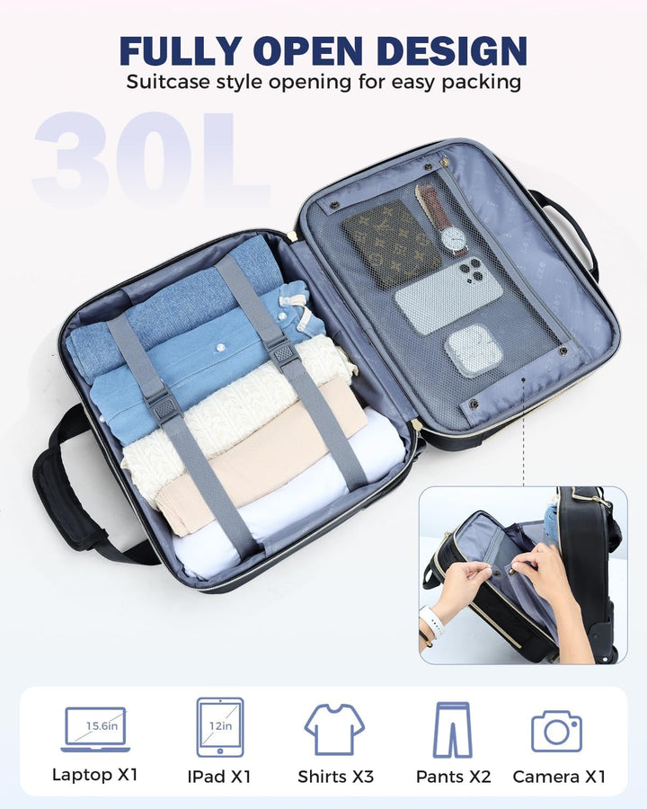 Professionele zakelijke laptoptas met meerdere compartimenten voor 15.6" laptop, perfect als trolley koffer.