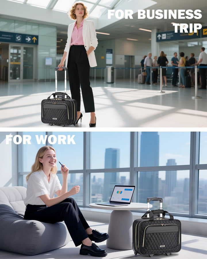Duurzame 15.6" laptop trolley, compact en veelzijdig voor reizen, zakelijk of dagelijks gebruik.