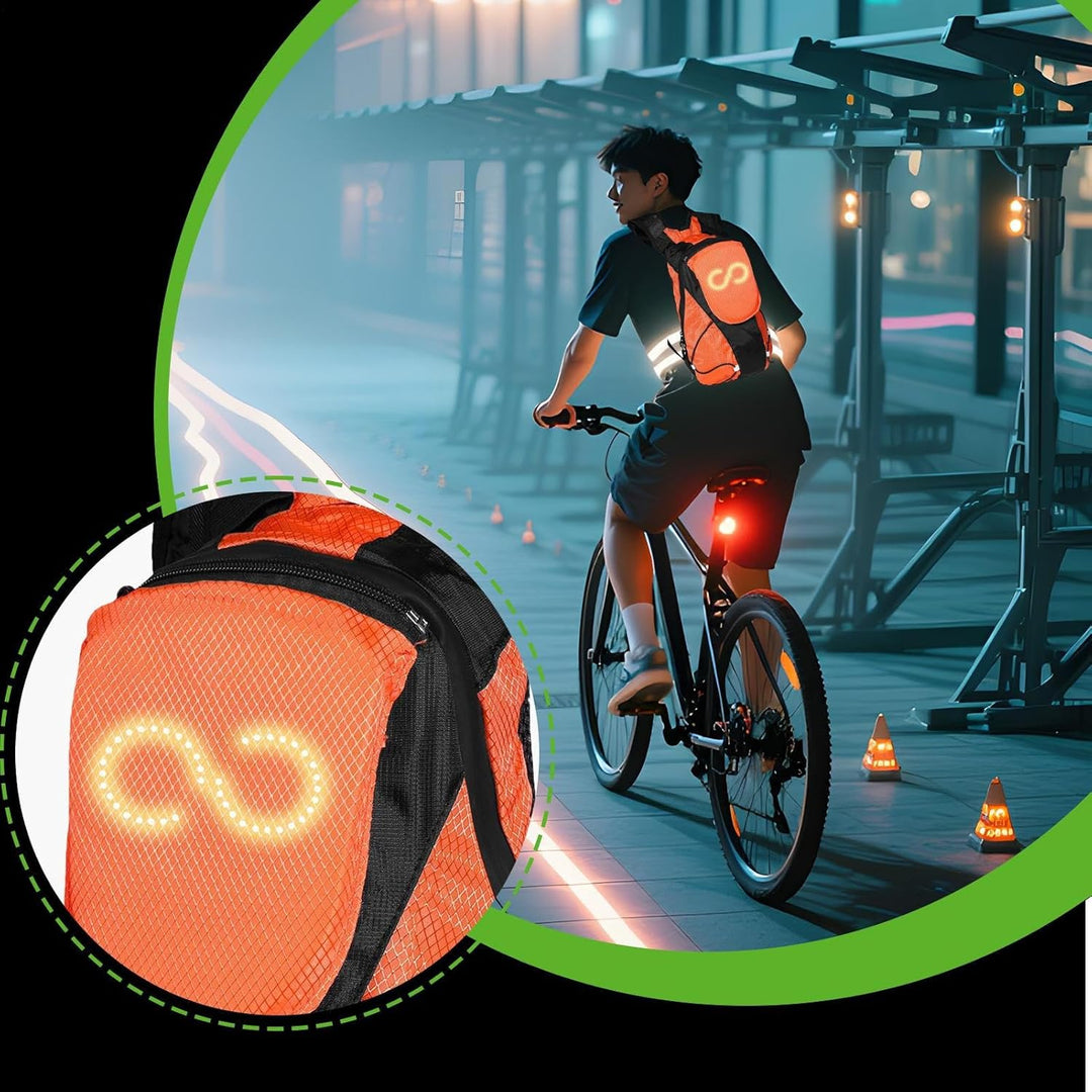 Veilige LED rugzak voor motorrijders en fietsers. Waterdicht en unisex design.