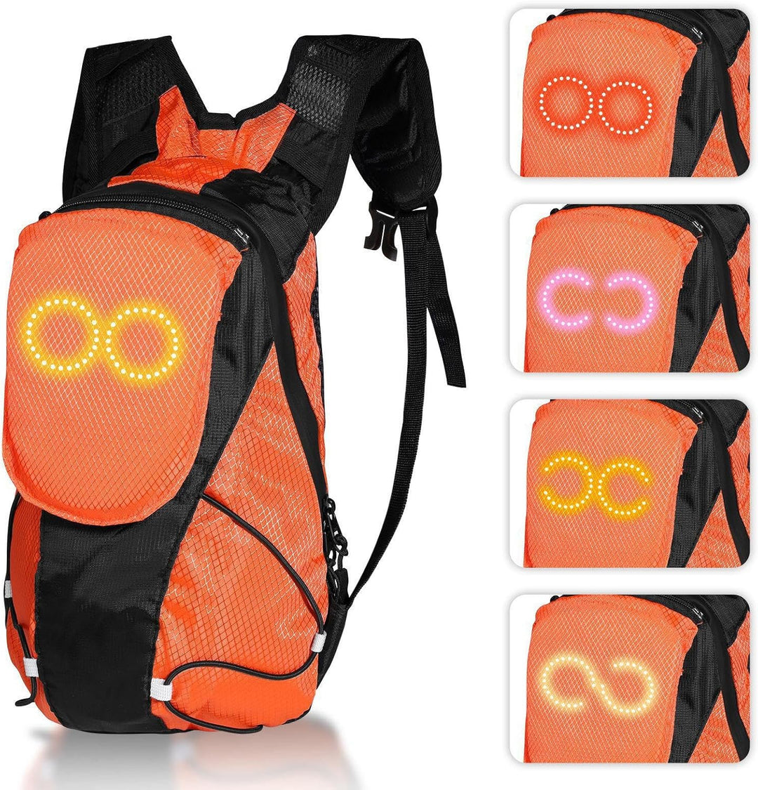 Innovatieve unisex motorfietsrugzak met LED-veiligheidsgloed voor pendelaars.