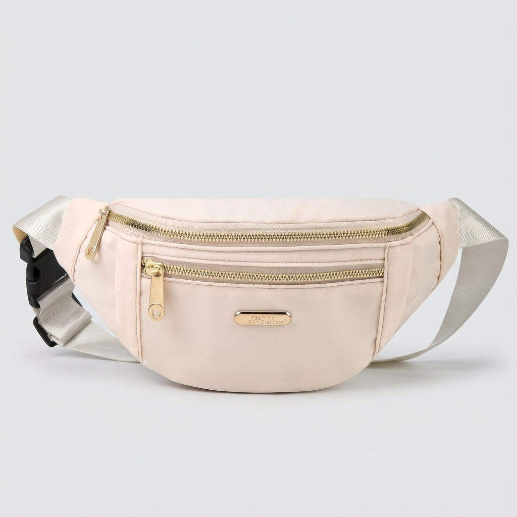 Stijlvolle unisex heuptas van waterafstotend nylon, biedt handsfree gemak en compacte organisatie.