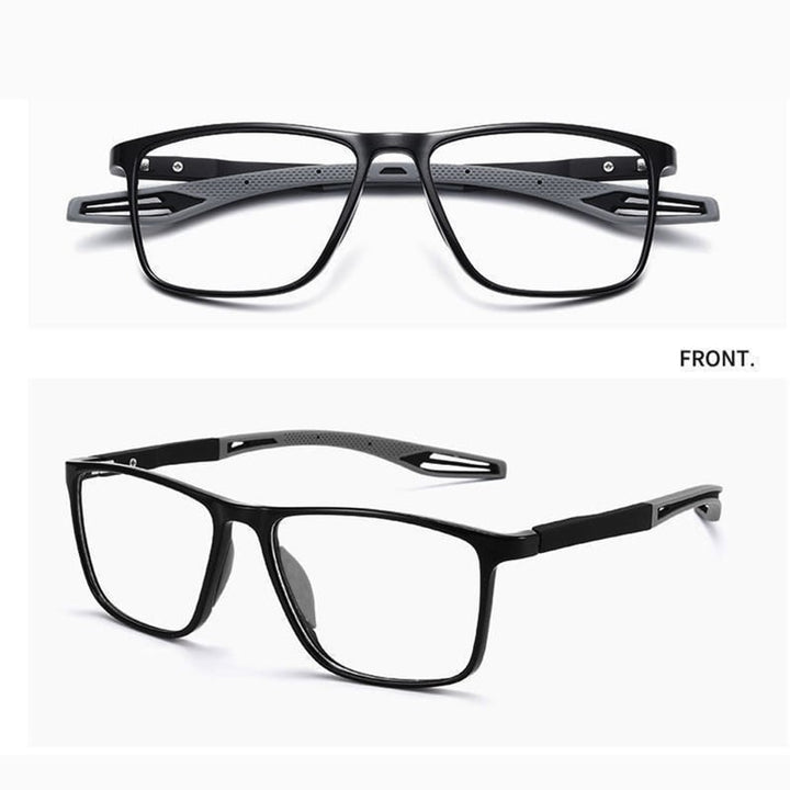 Zwarte unisex leesbril, multifocaal en lichtgewicht, ideaal voor lezen en afstand.