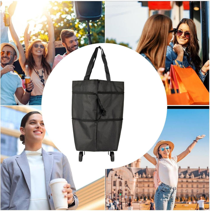 Unisex opvouwbare wieltas met dubbele functionaliteit: hand- en trektas.