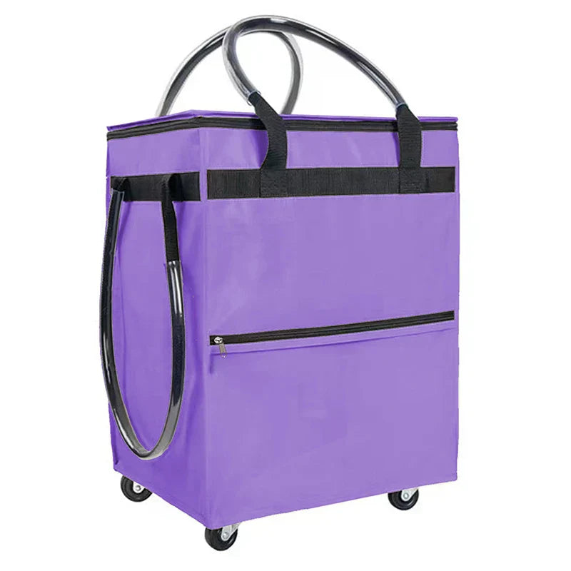 Sterke herbruikbare trolley boodschappentas met wielen, duurzaam en functioneel voor jarenlang gebruik.