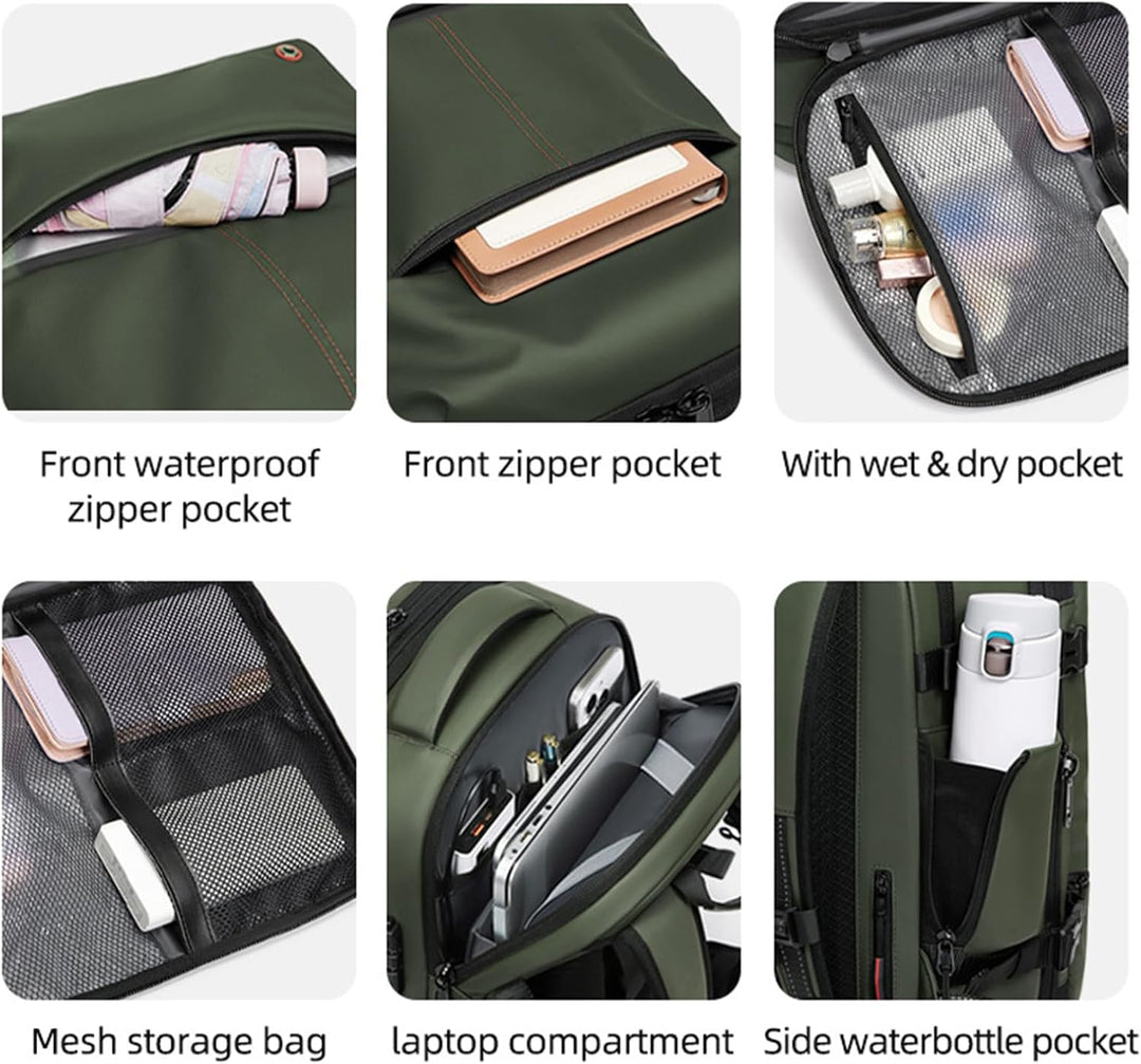 Zakelijke reisrugzak unisex. Waterdicht, uitbreidbaar en met vacuümcompressie voor slimme reizigers.