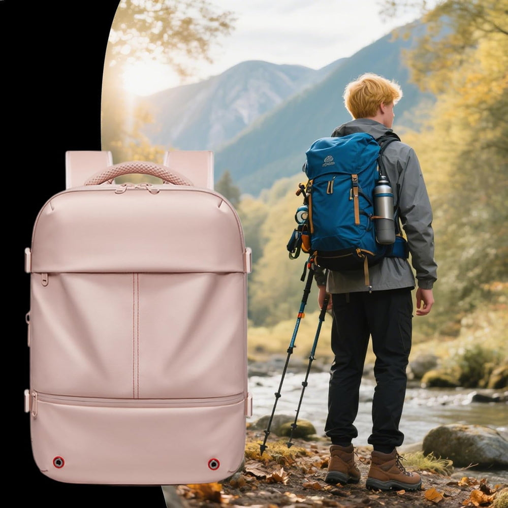 Uitbreidbare reisrugzak voor heren en dames. Waterdichte bagage met compressie voor compact reizen.