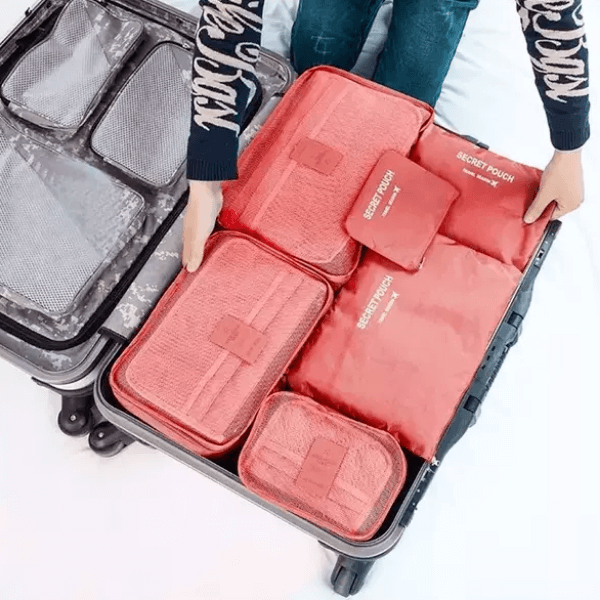 Unisex reistassen organizer set (12 stuks) voor efficiënt inpakken van je bagage.