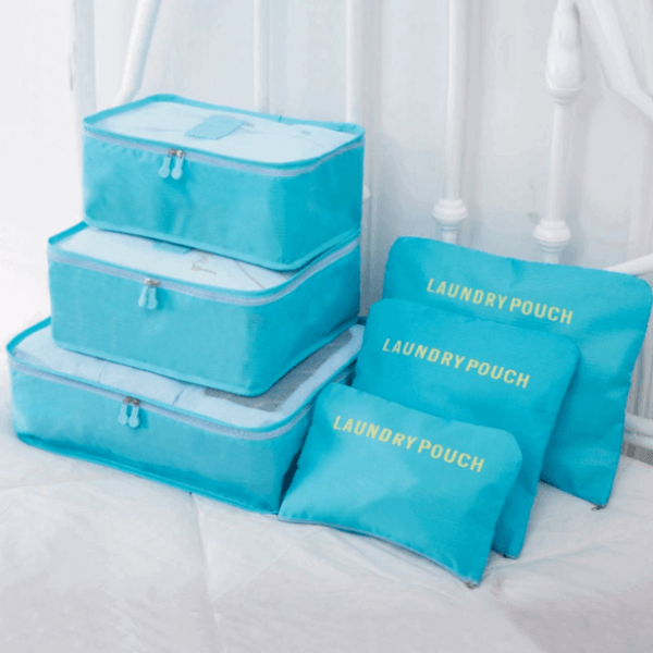 Duurzame Oxford reistassen organizer set (12 stuks) voor georganiseerde vakantiebagage.
