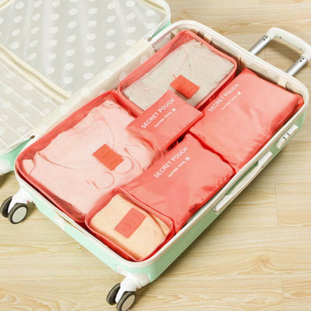 Unisex reistassen organizer set (12 stuks) voor georganiseerd reizen en efficiënt inpakken.