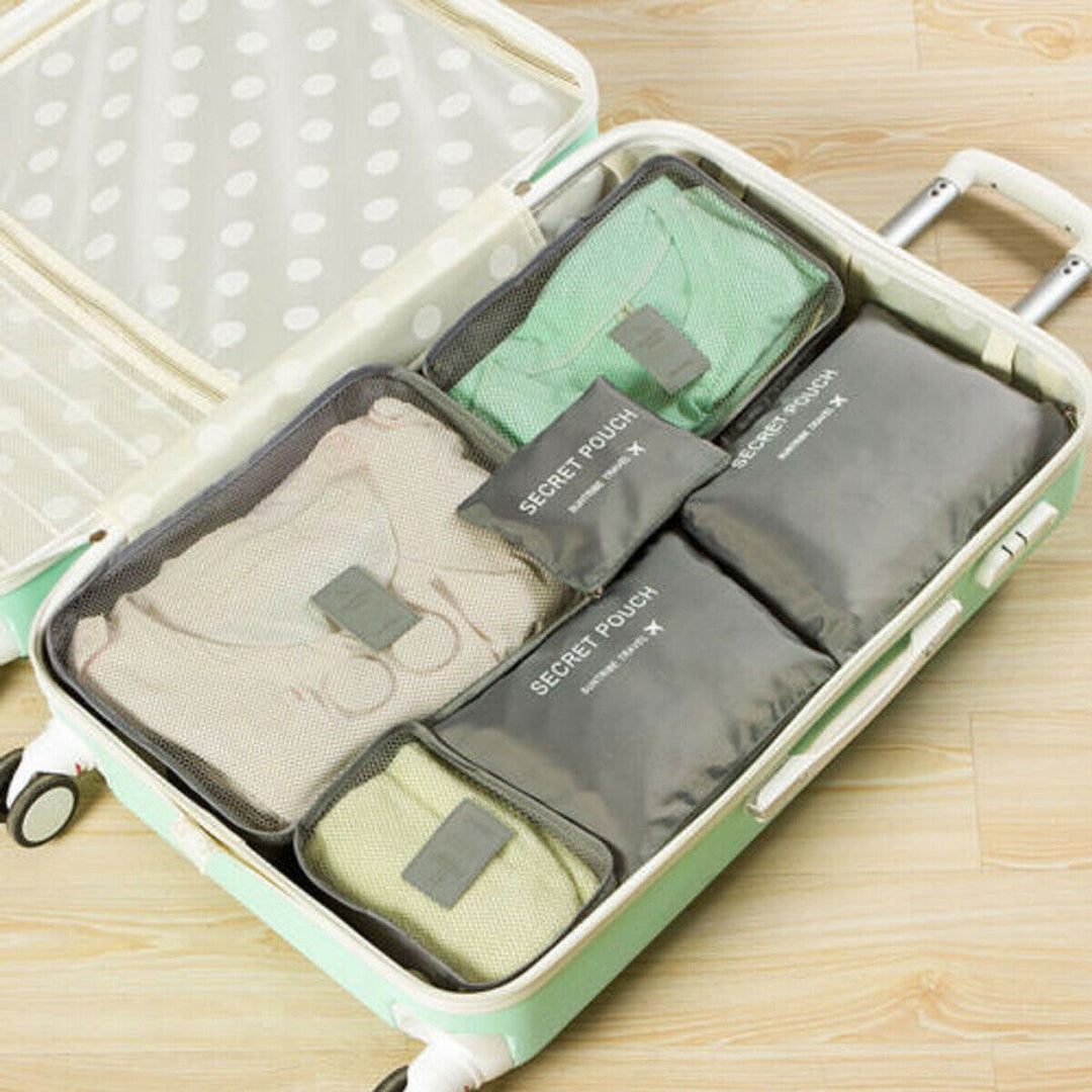 Waterdichte Oxford stoffen reistassen organizer set (12-delig) voor al je accessoires.