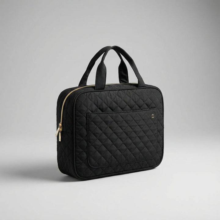 Compacte unisex reistoilettas met slimme vakken; ideaal voor geordend opbergen van essentials.