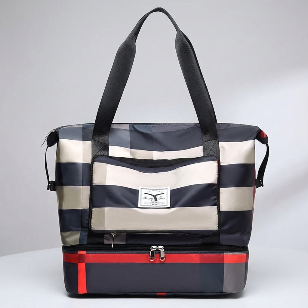 De veelzijdige Bagloria unisex duffeltas, met extra opbergruimte dankzij het bodemvak.