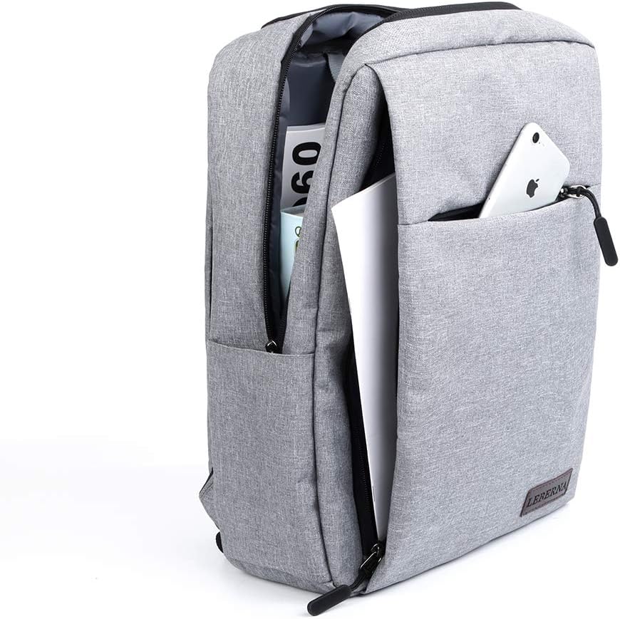 Zwarte waterdichte laptoprugzak met USB-poort, ideaal voor school, werk of reizen; georganiseerde vakken voor accessoires.