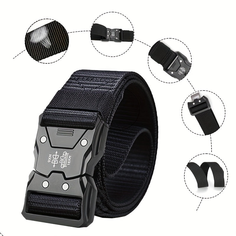 Veilige en verstelbare unisex tactische nylon riem met stevige sluiting. Comfortabel voor dagelijks gebruik.