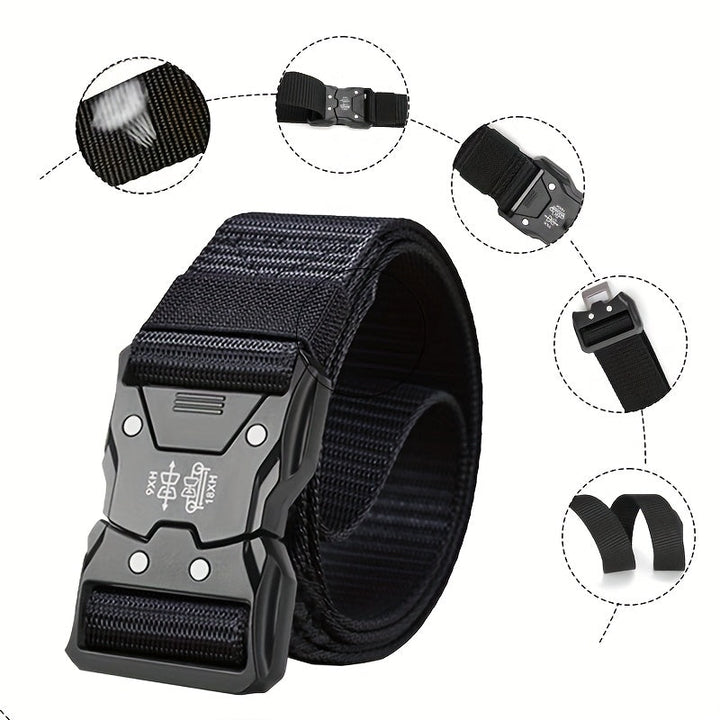 Veilige en verstelbare unisex tactische nylon riem met stevige sluiting. Comfortabel voor dagelijks gebruik.