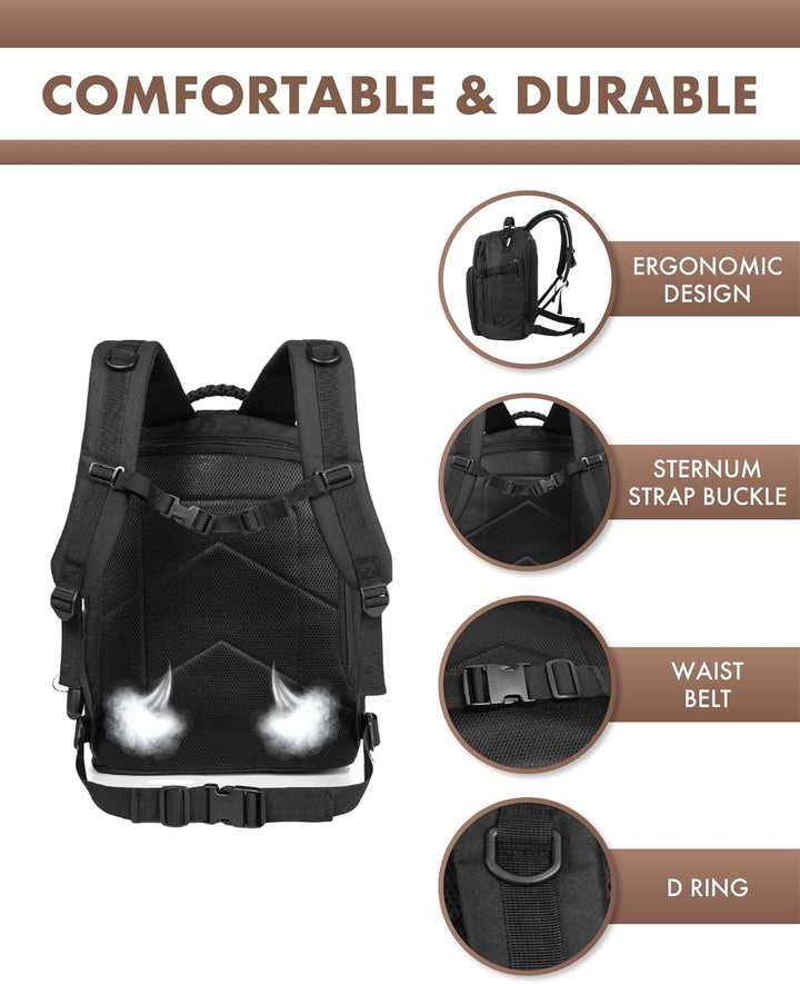 Veelzijdige unisex 35L outdoor rugzak, geschikt voor alle avonturiers, wandelen, kamperen en dagelijks gebruik.