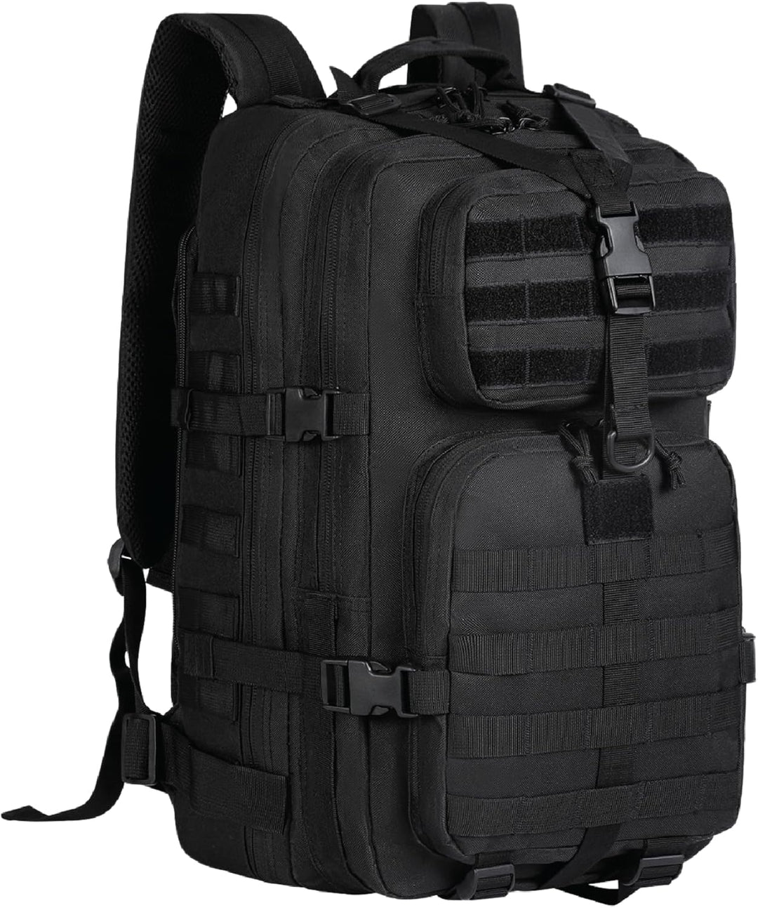 Ruime 35L tactische dagrugzak open, toont opslag voor al je wandelen en kampeerbenodigdheden.