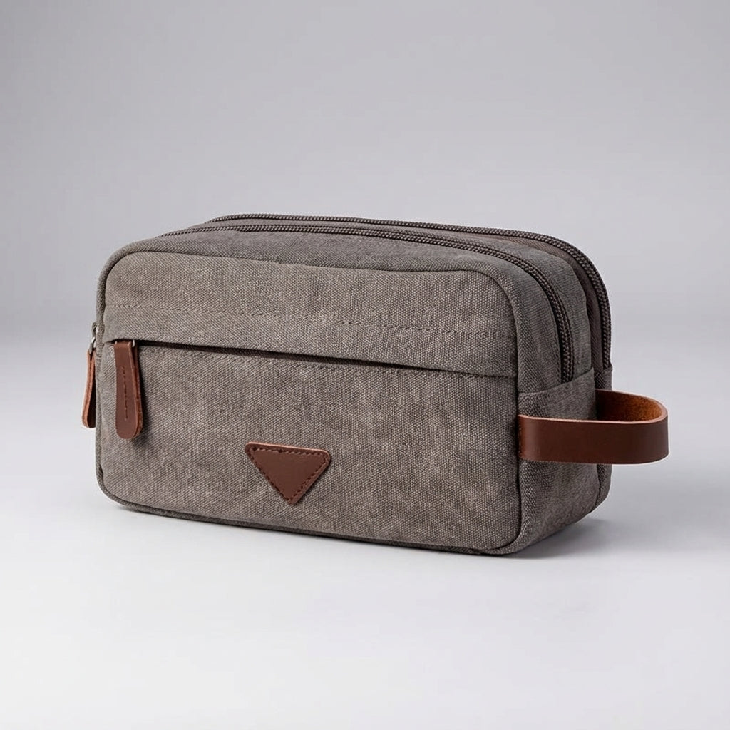 Unisex Tripelle toilettas, duurzaam waterdicht canvas, compacte dubbel compartiment organizer voor op reis.