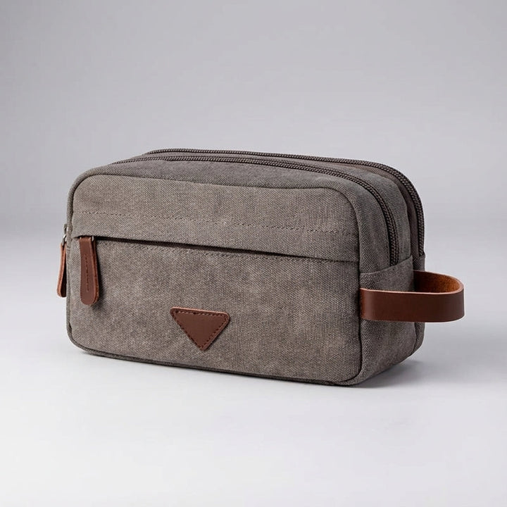 Unisex Tripelle toilettas, duurzaam waterdicht canvas, compacte dubbel compartiment organizer voor op reis.