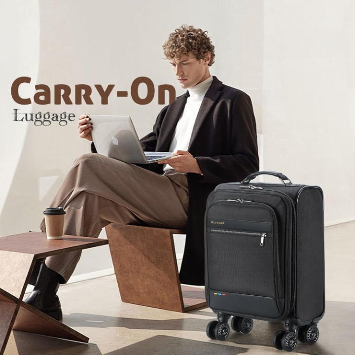 Compacte, uitbreidbare cabinekoffer/reistas met spinner wielen, perfect als weekendtas.