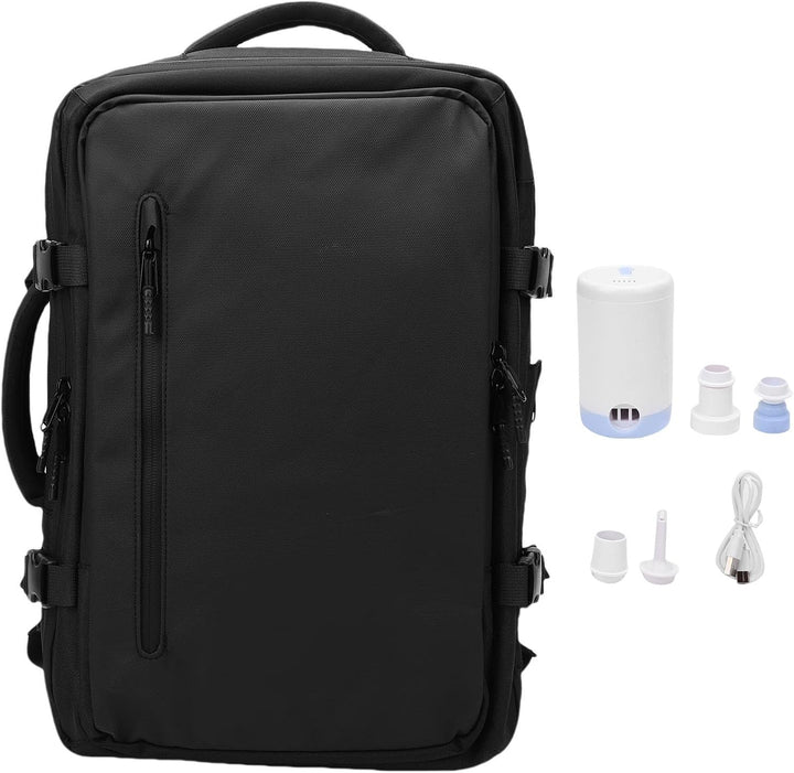 Unisex uitschuifbare vacuüm reisrugzak (56-75L) met compressiepomp. Ideaal voor georganiseerd reizen.