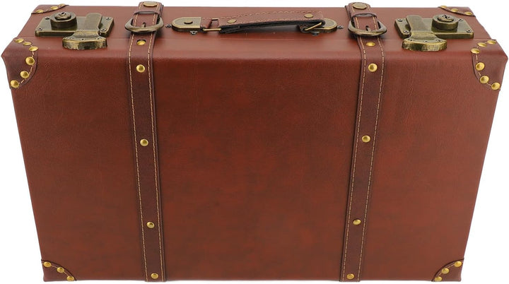 Elegante vintage bruine leren koffer met verstevigde hoeken, ideaal voor een stijlvolle uitstraling.